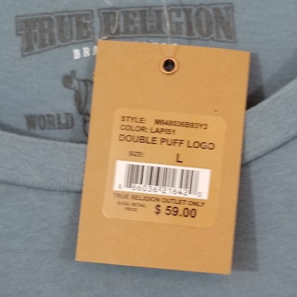 TRUE RELIGION Mens T-Shirt Graphic Tee Blue New - Picture 5 of 8